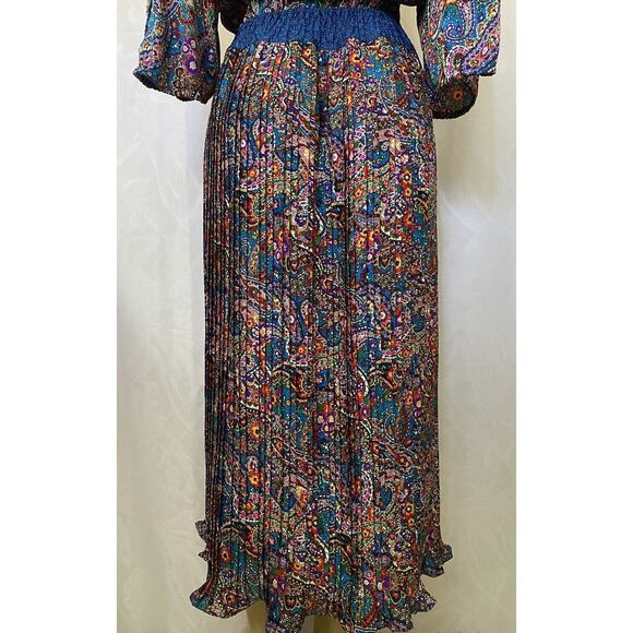 Diane Freis Midi Maxi Dress Paisley 3/4 Sleeve V Neck Elastic Waist V ne… - Picture 5 of 12